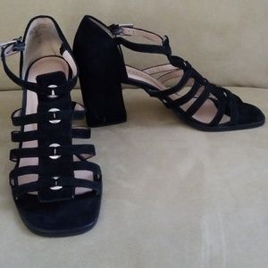 Enzo Angiolini Vintage 90's leather Black suede strappy heels